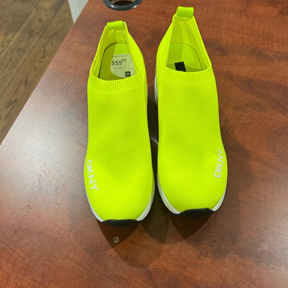 DKNY Neon Slip-On Knit Sneakers